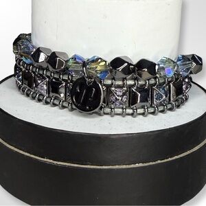 Bomb Party Hematite and Alexandrite Bracelet Stack
